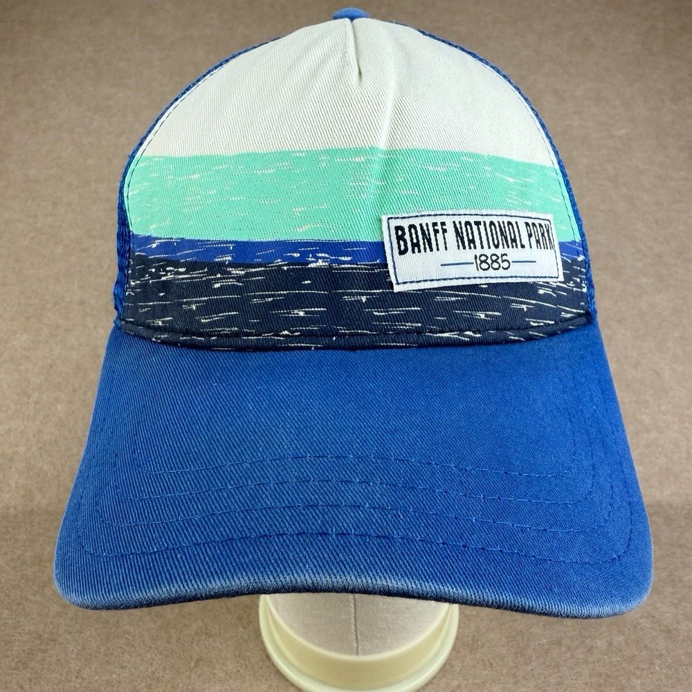 Pukka Banff‎ National Park 1885 Trucker Hat Blue Mesh Snapback Cap Canada Hiking